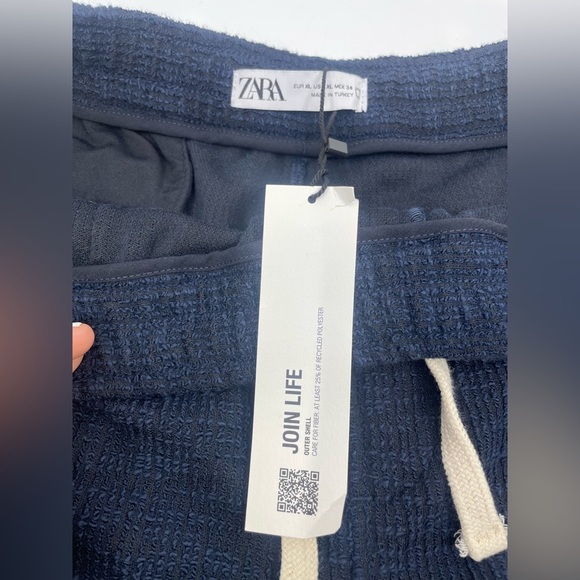 NWT ZARA Mens drawstring blue soft shorts size XL - Picture 4 of 12